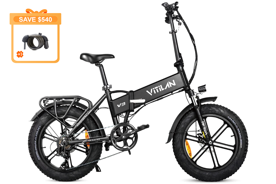 folding electric fat tire bike bicycle Vitilan V3 2.0 Foldable E-Bike Forceps & Release Tools Electric folding bike • Style:7.3:1 Gear Ratio - Right Hand Retrieve - Size 100 and a 7