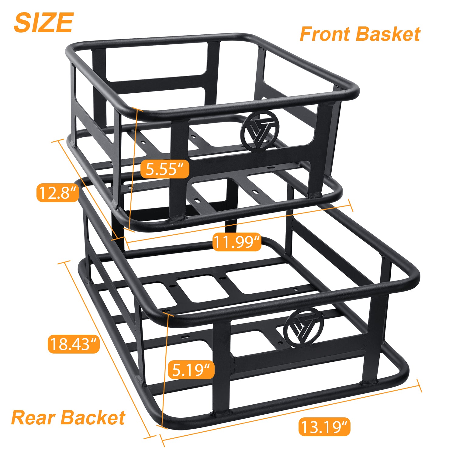 VITILAN Large Basket Front and Rear Hanging Bike Basket Bicycle Bag Cargo Rack for U7