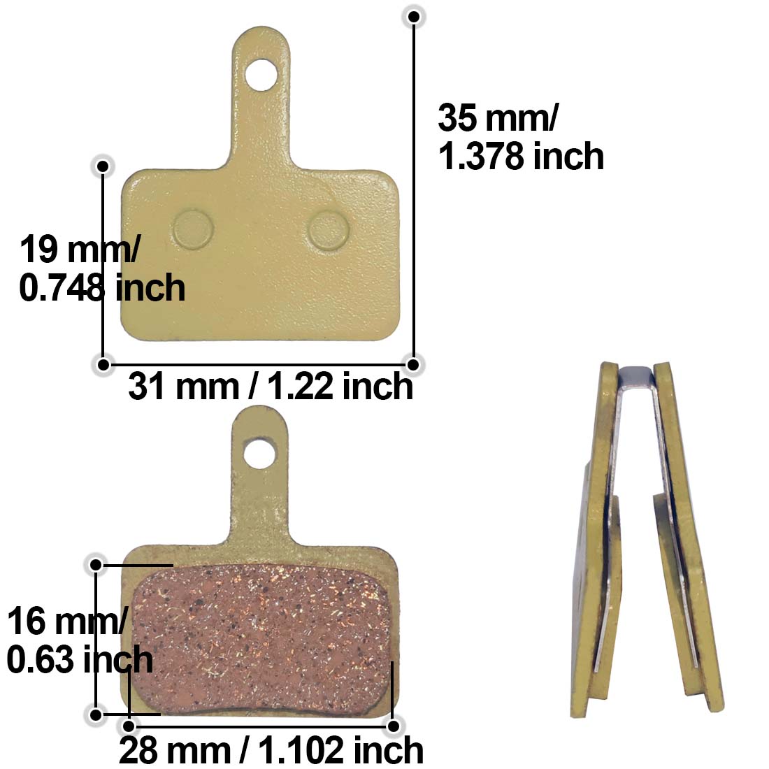 2 Pairs Bicycle Copper Base Metal  Disc Brake Pads For V3 Electric Bike