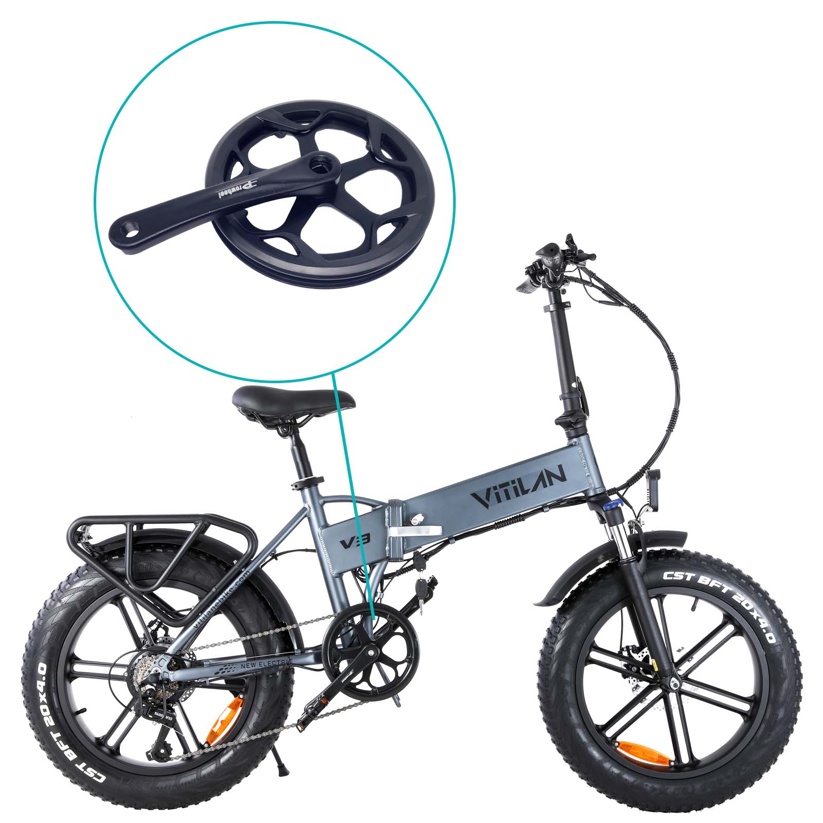 Electric Bike Aluminum Alloy Crankset, Suitable for Vitilan V3